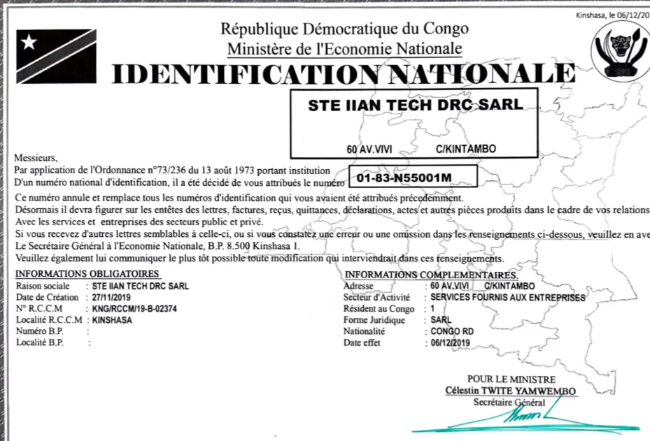 IIAN TECH DRC Registered